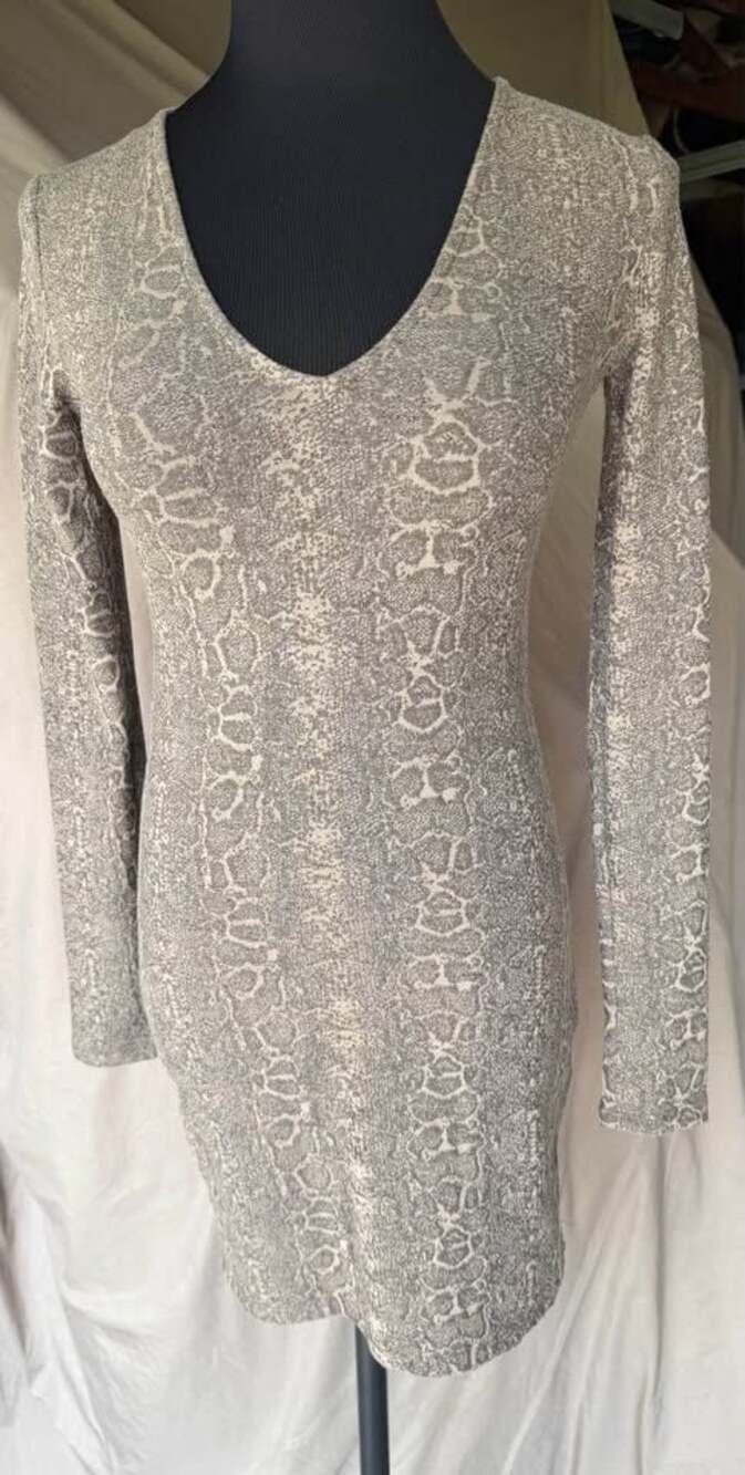 Zara Trafaluc Snakeskin Print Long Sleeve Dress Size S